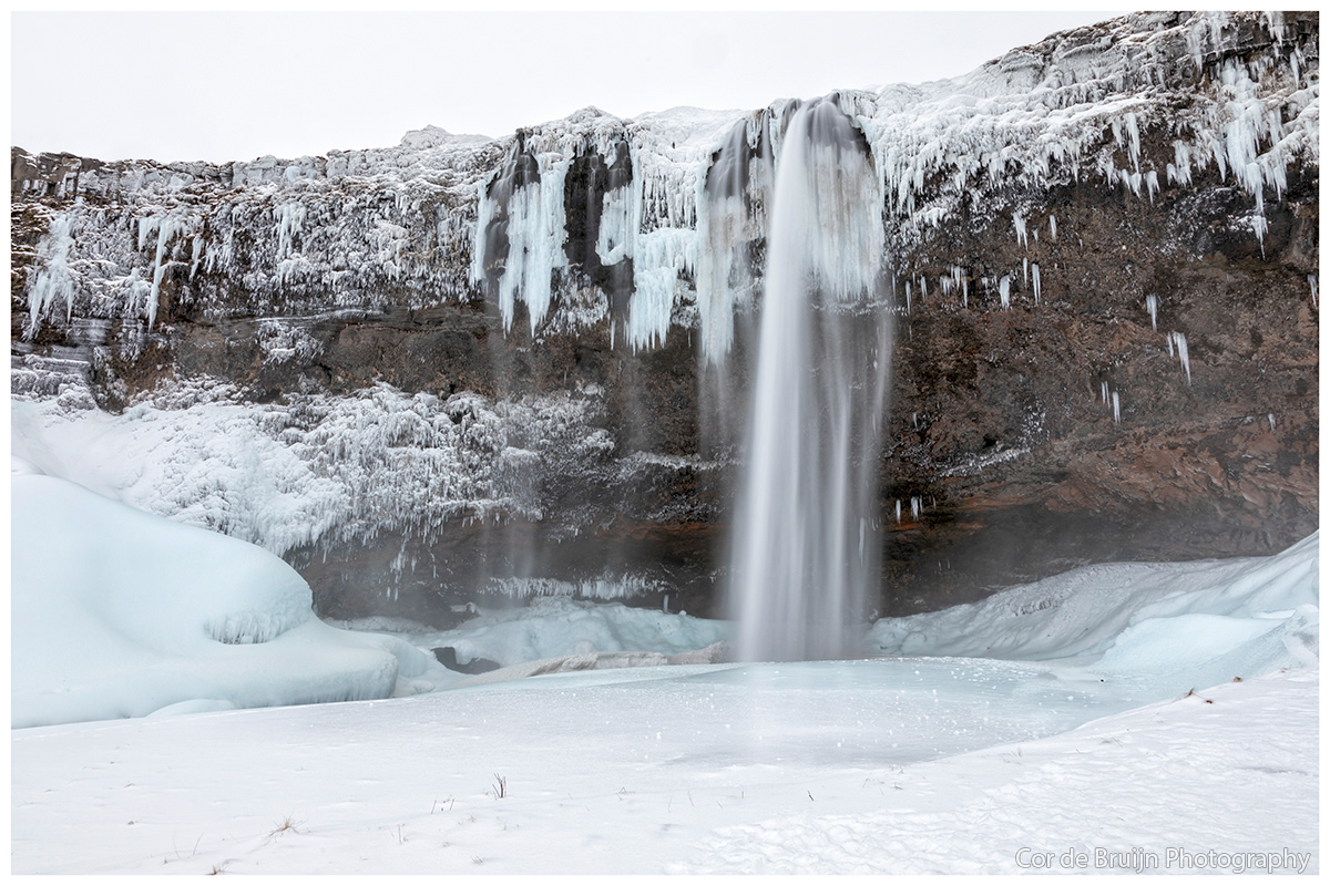 waterfall river Landscape iceland Nature winter snow mountains ice water
