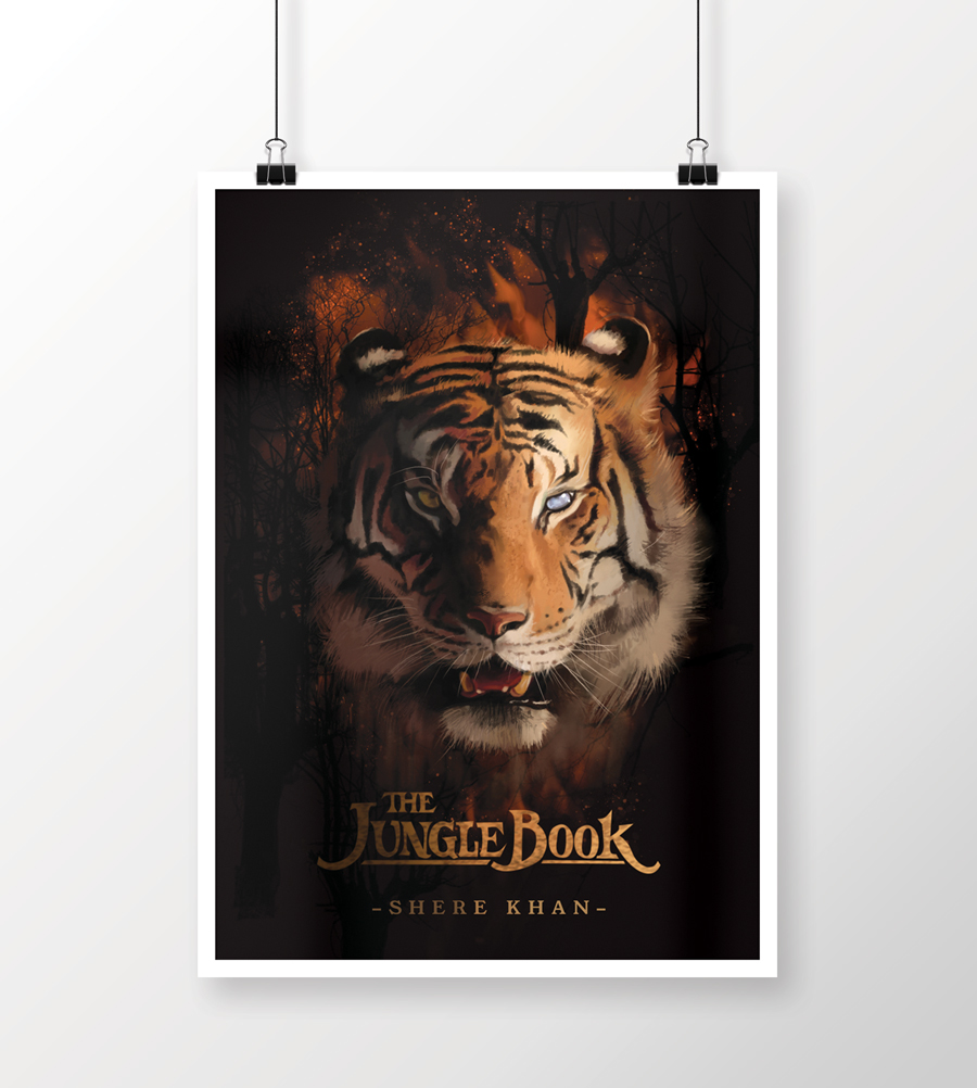 tiger movie poster The Jungle Book disney digital painting animals jungle Nature wacom Cintiq poster characer