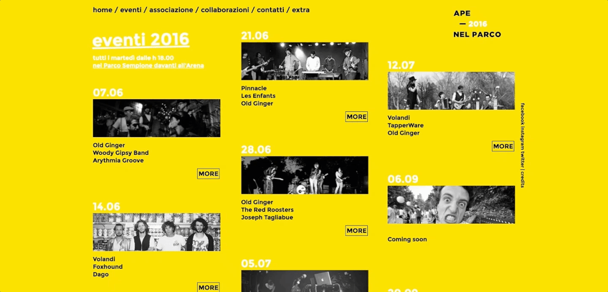 Web Design  UI minimal yellow Events music festival Layout clean inspiration
