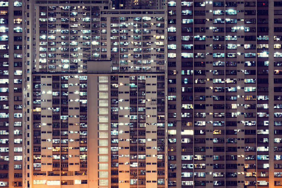 hongkong kowloon density concrete buildings human