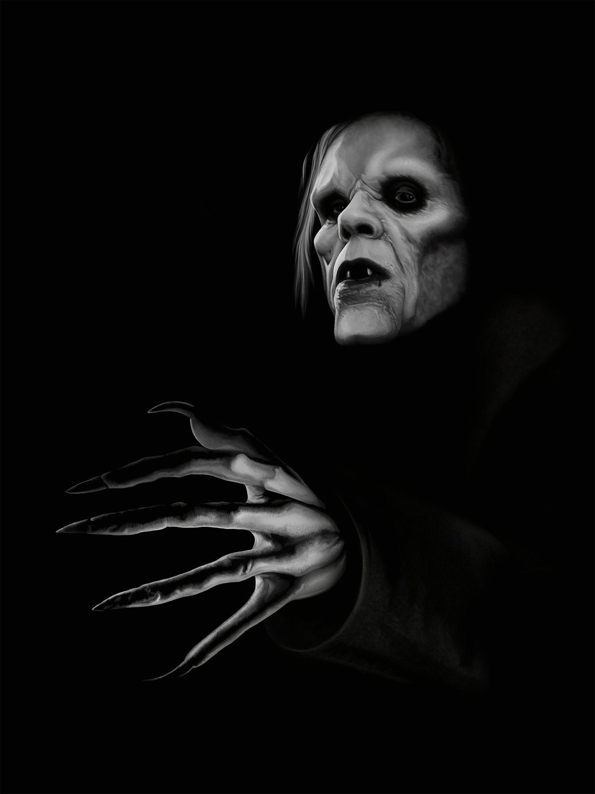 digital illustration vampire radu subspecies black and white