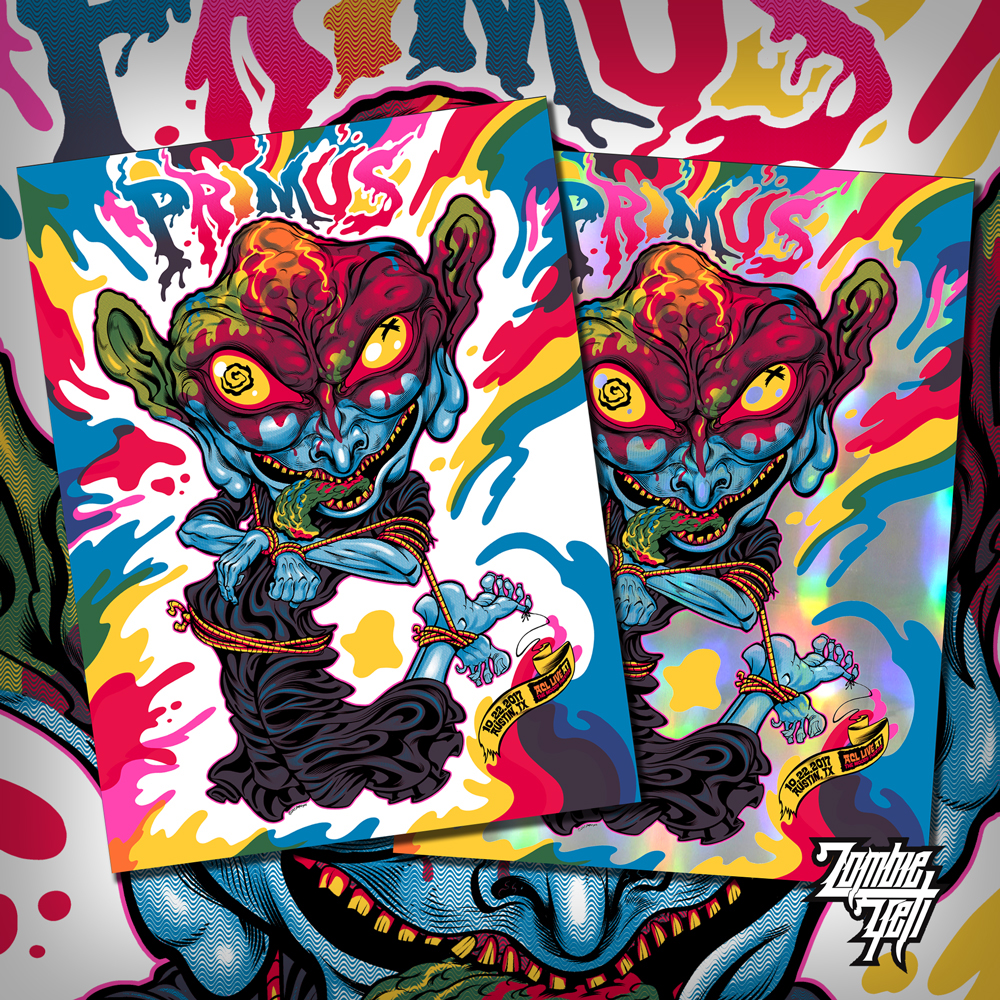 Primus gig poster rainbow goblin weird rock art
