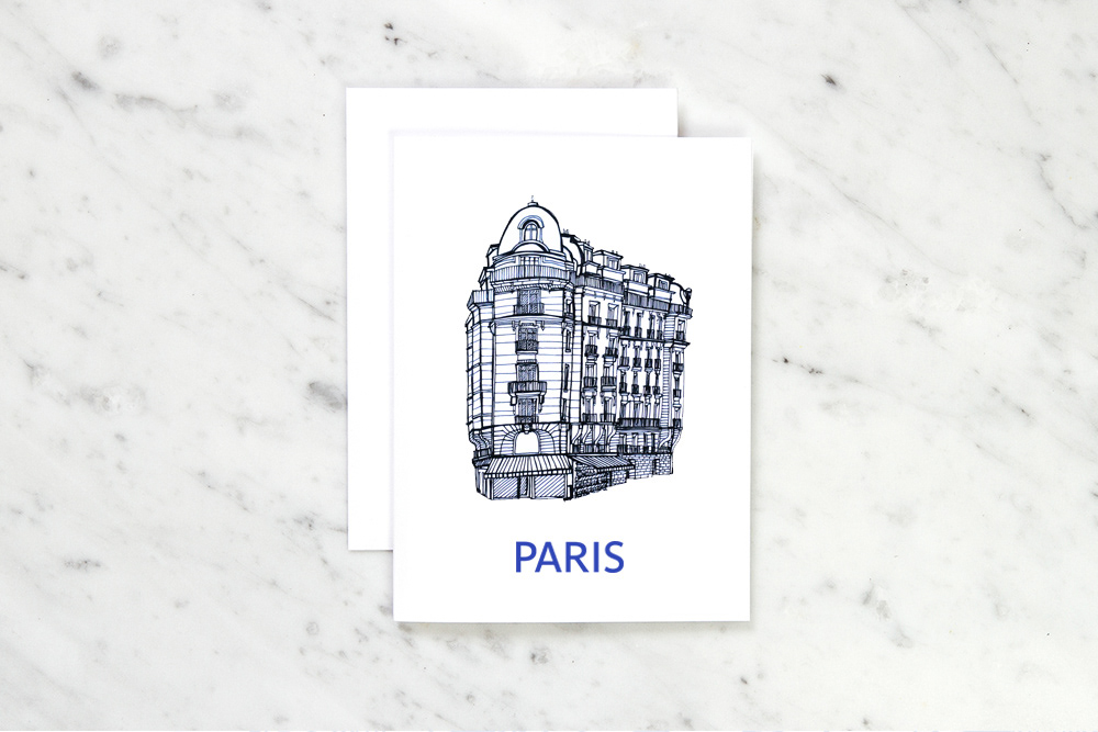 new york city Paris London city hand-drawing Street building