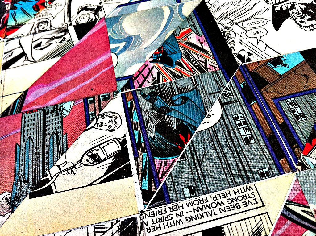 comic book collage art geometry