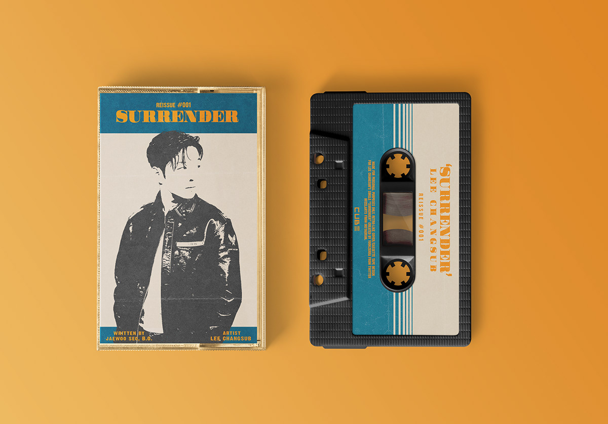 Concept for BTOB's Lee Changsub Single, "Surrender" designed as a cover for cassette tape.