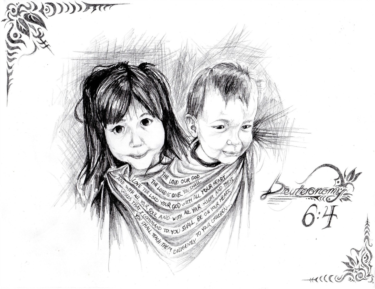 portrait realistic pencil caricature   kids