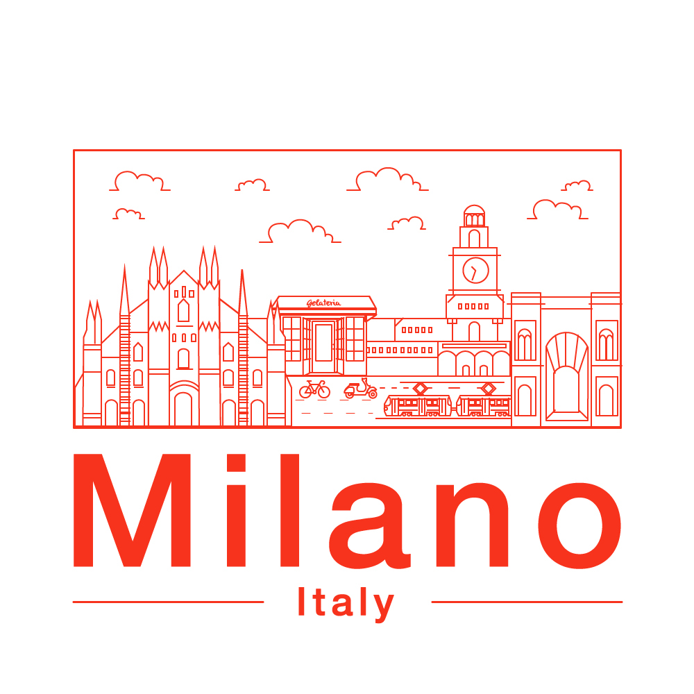 milano Italy motion ILLUSTRATION  motion graphics  red line illustration city