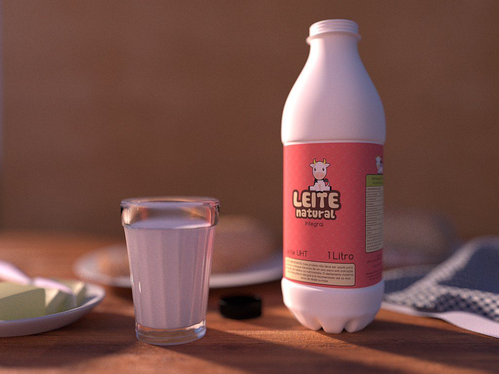 blender 3D Modelagem leite embalagem