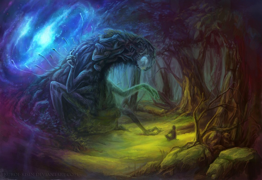 Digital Arts people animals macabre mystique anthros Werewolf daemon furry dark shining Space  paint tool sai sai forest kuroi kuroi-kisin kur0i