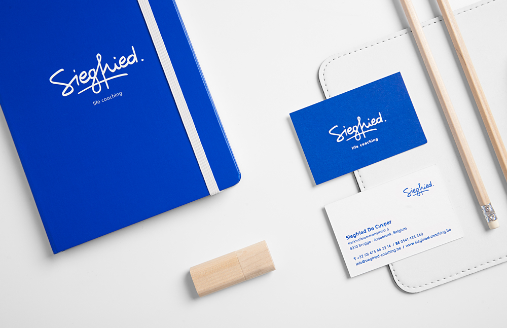 Siegfried blue identity life coaching graphic stationary White pure Webdesign brand identity