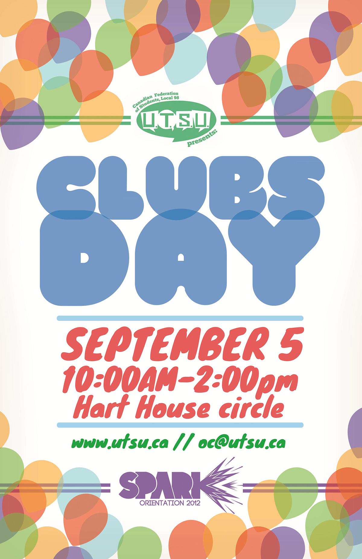 UTSU university of toronto University Toronto poster balloons clubs day Frosh Week Poster