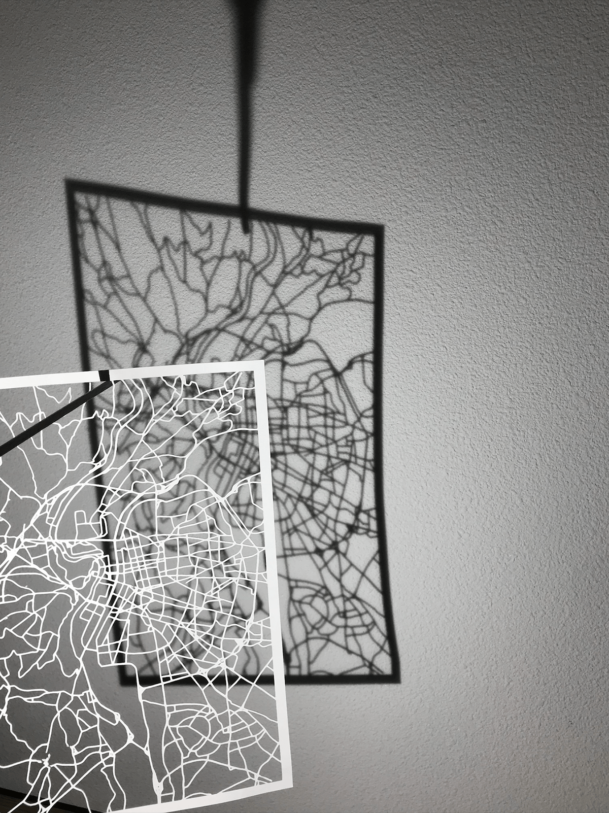 Carte Cartographie deformation dentelle installation lyon ombre