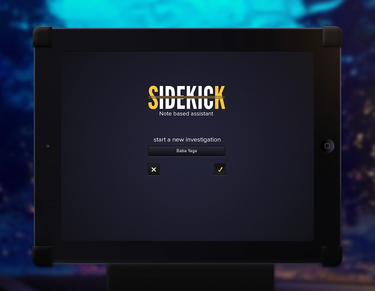 side kick Sidekick Superheros super heroes vigilante iPad app dark blue purple GUI