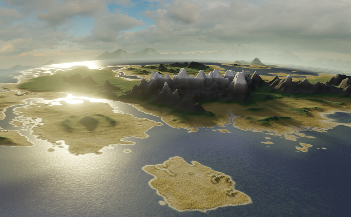 3D blender generative Landscape mountains Nature Procedural terrain