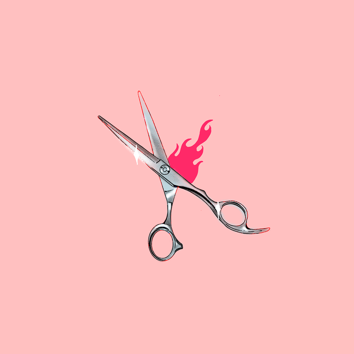 art digital illustration Fashion  fire haircut inspiration pink power Style