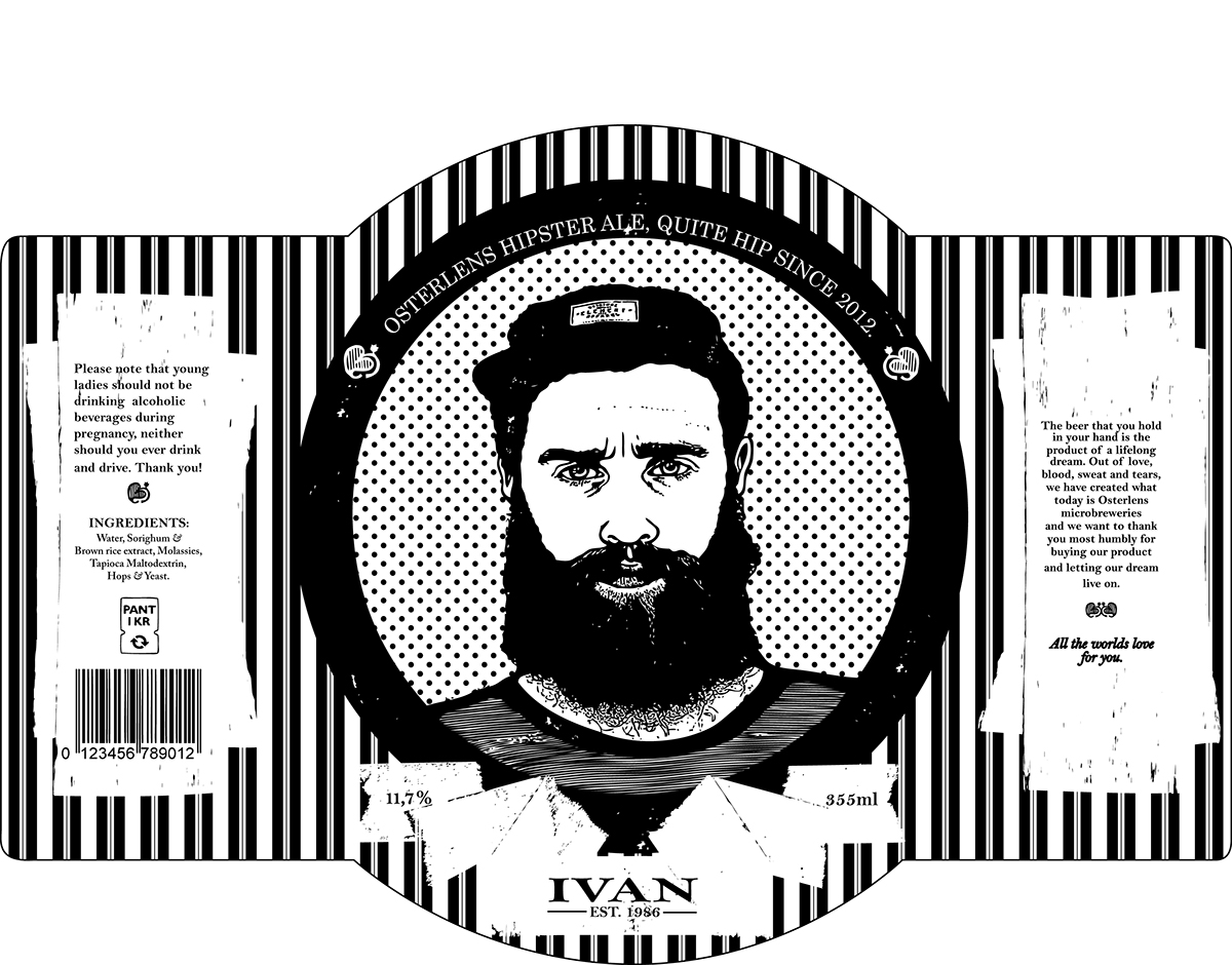 beer labels portraits Hipster ale Sustainable
