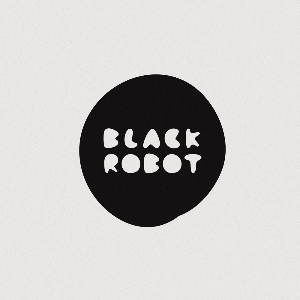 black robot robot black logo identity studio agency brand stationary letterhead pencil business card iphone