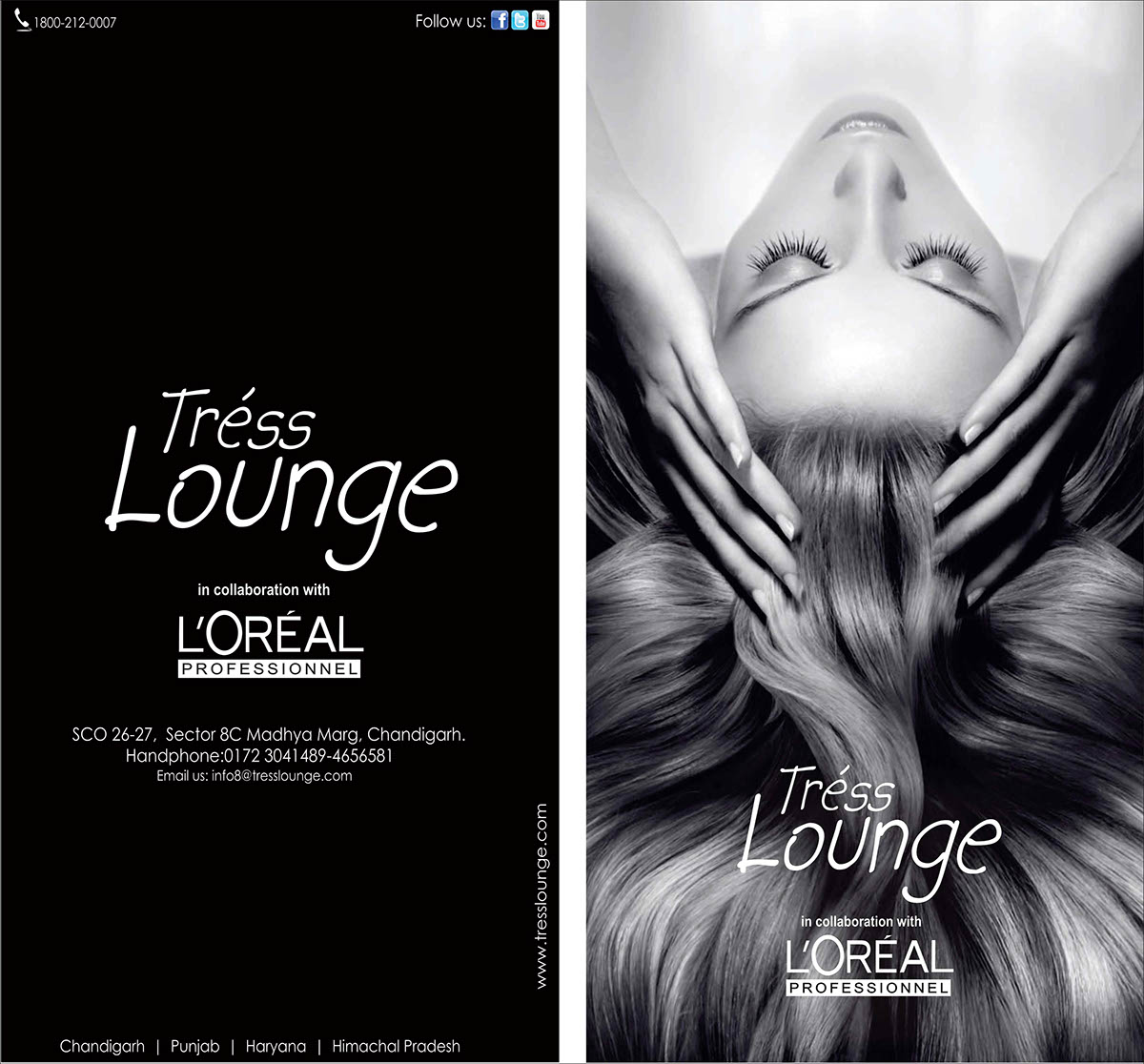 Menu brochure for #Tress Lounge