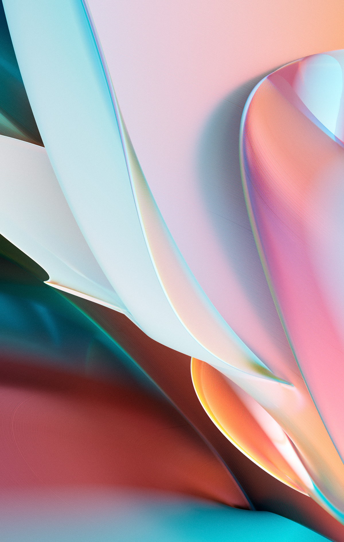 3D abstract bold colorful flow gesture glass shapes soft wallpaper