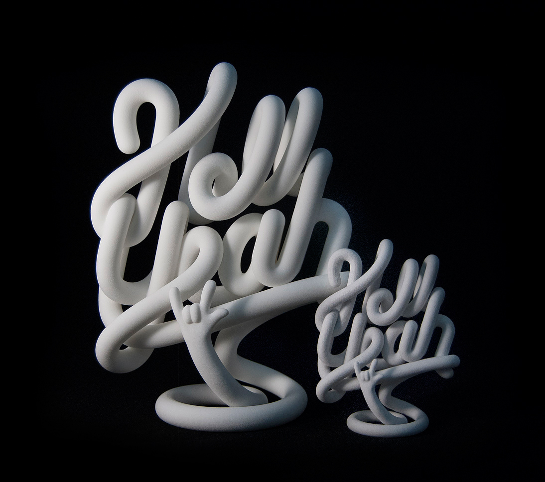Adobe Portfolio sculpture escultura objeto 3dprint HELL YEAH White ceramic ceramica letter