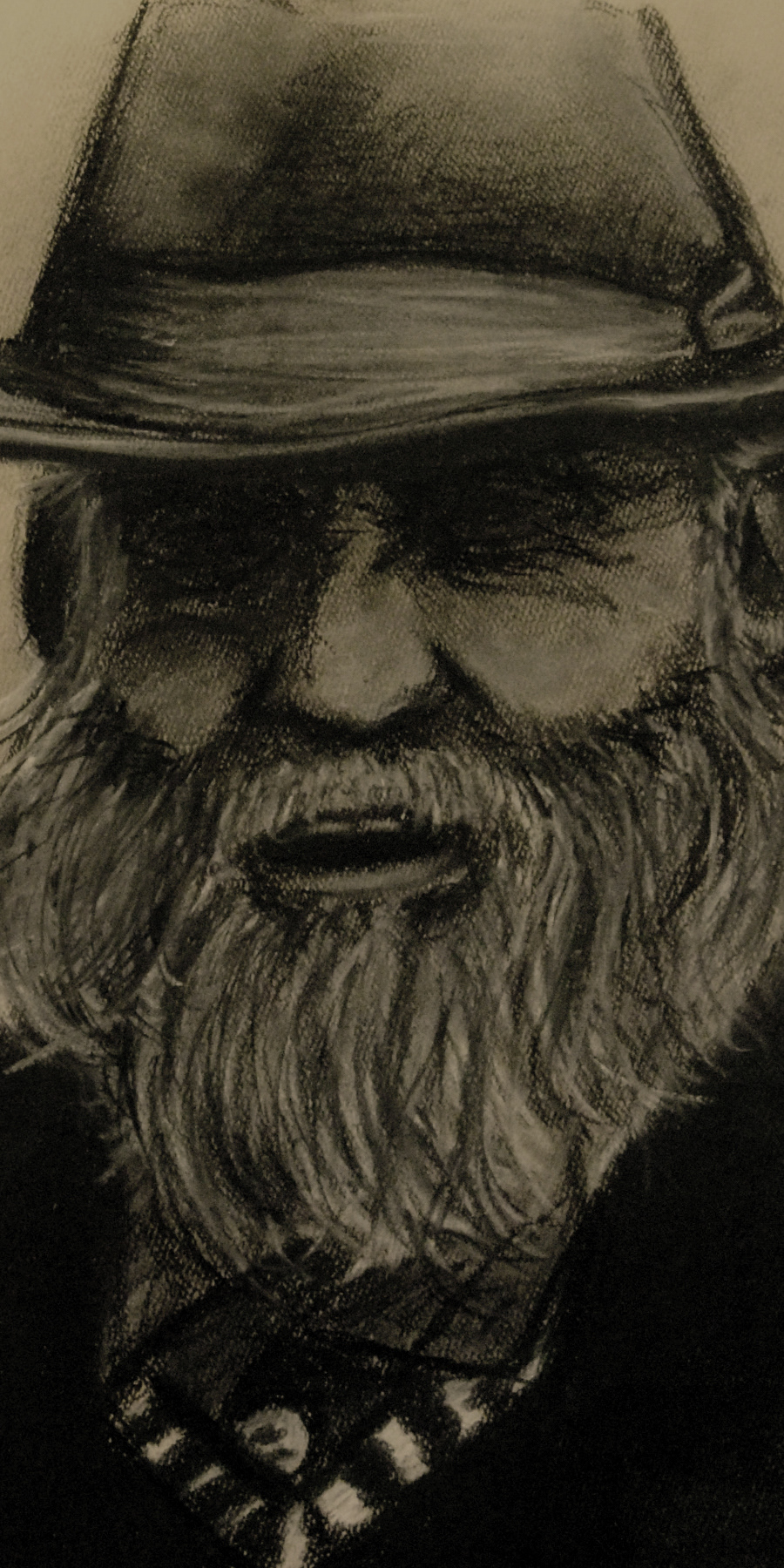charcoal old man fine art portrait beard