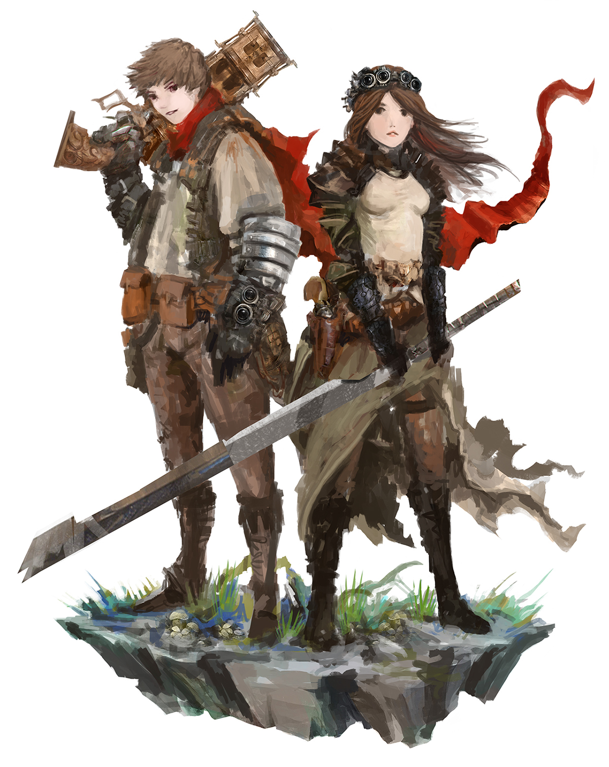 shattered couple fantasy STEAMPUNK battle pirates epic badass eyardt Sword Gun