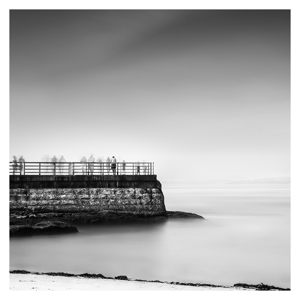 Landscape seascape long exposure loneliness solitude water sea minimal black and white color