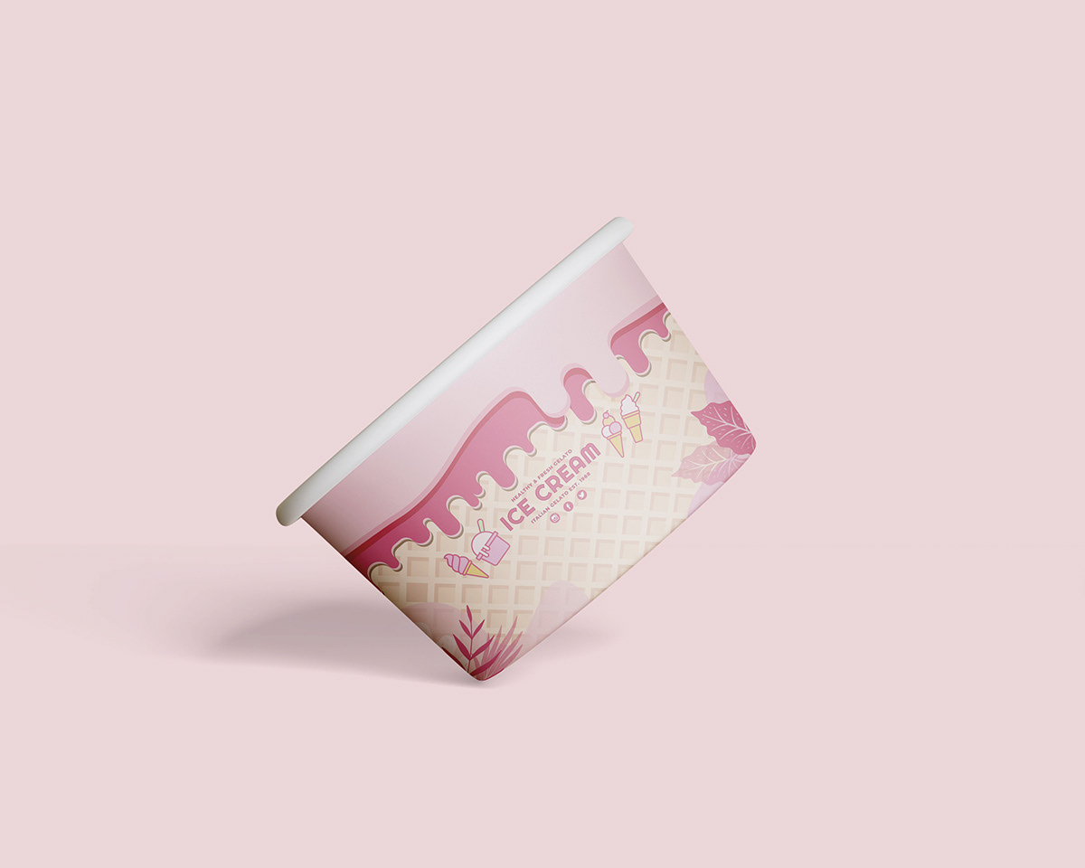 ice ice cream Packaging Mockup brand identity visual Food  drink Sorbet Gelato
