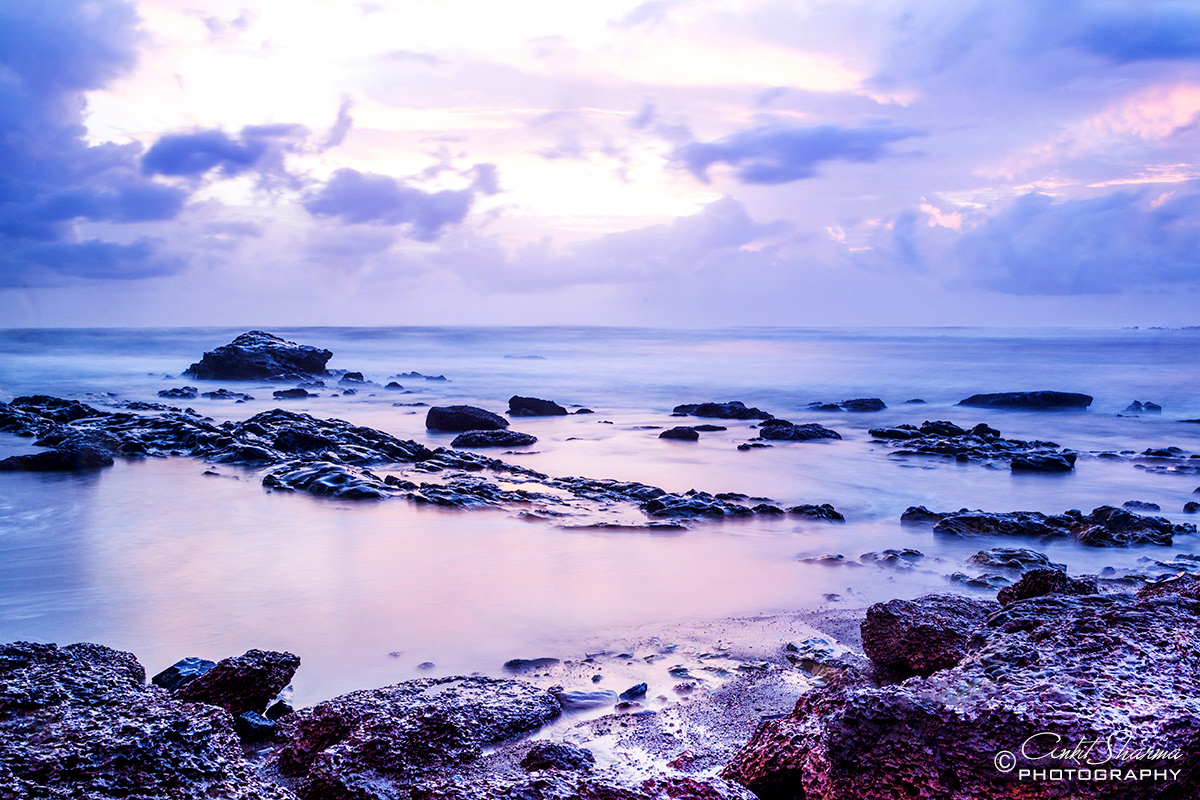 seascapes sea long exposure sunset Goa India Anjuna Beach rocks colours colors