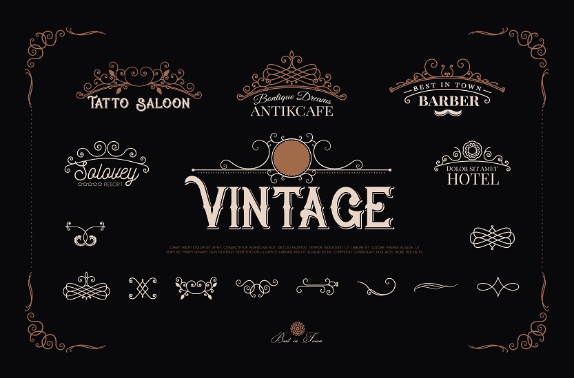vintage Swirls dividers invitation design Victorian elements decorative set vector design