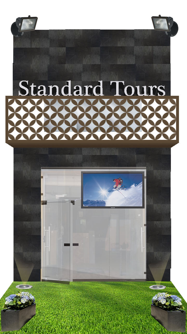 standard tours Travel Retail commercial store facade stone Office Custom furniture Layout FRONT DESK