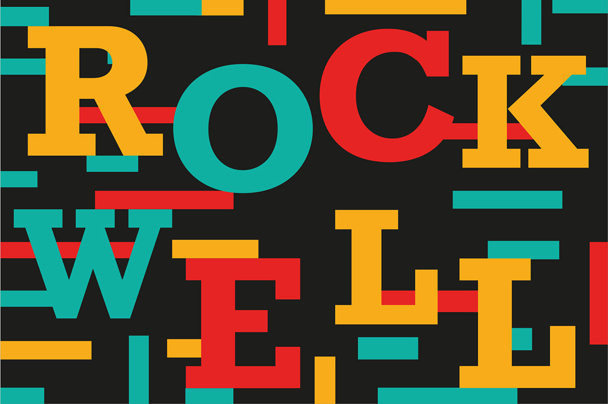 rockwell Typeface font specimen postcard design typography   Grpahic