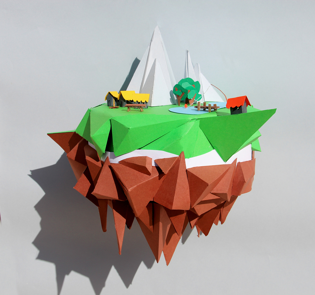 papier craft Island ile flotante papercraft floating Mjulien   julienM  