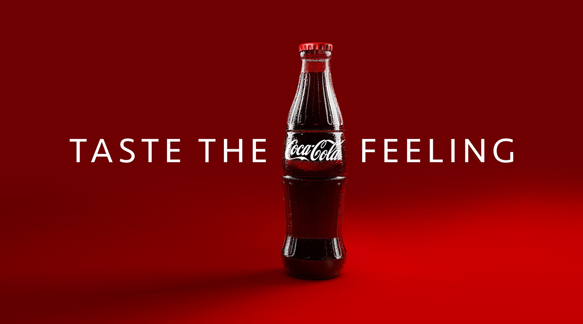 Coca Cola red bottle feeling cola 3D modeling art photoshop