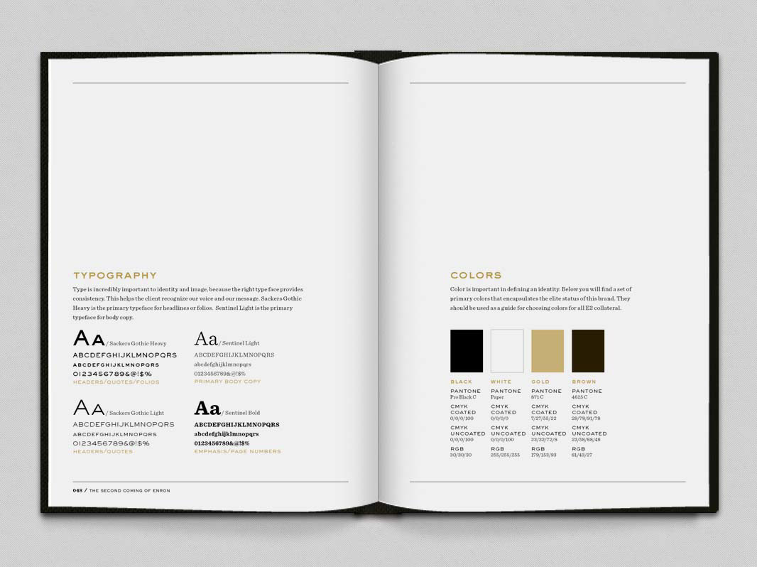 Adobe Portfolio Enron identity book design