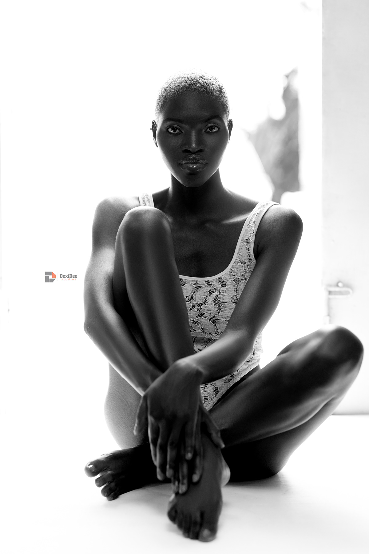 people african blonde pose monochrome black and white Ghana DextDee Studios