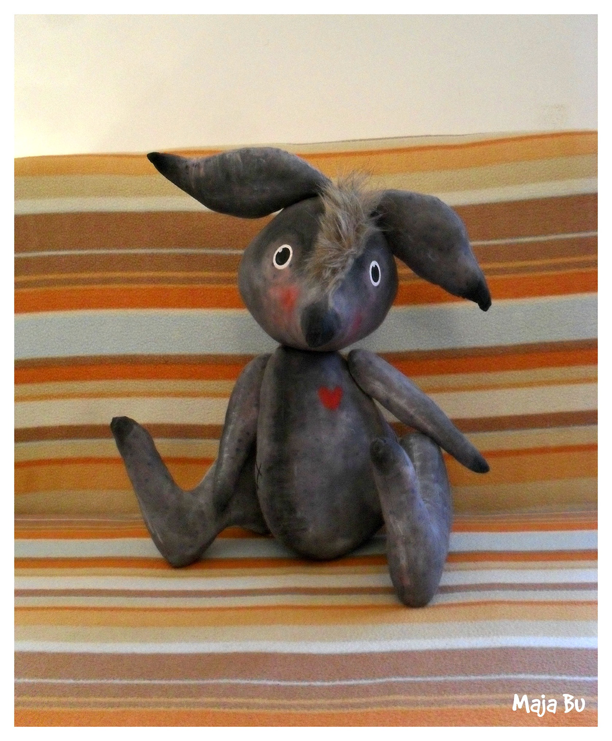 hand made ooak bunny toy Love vintage
