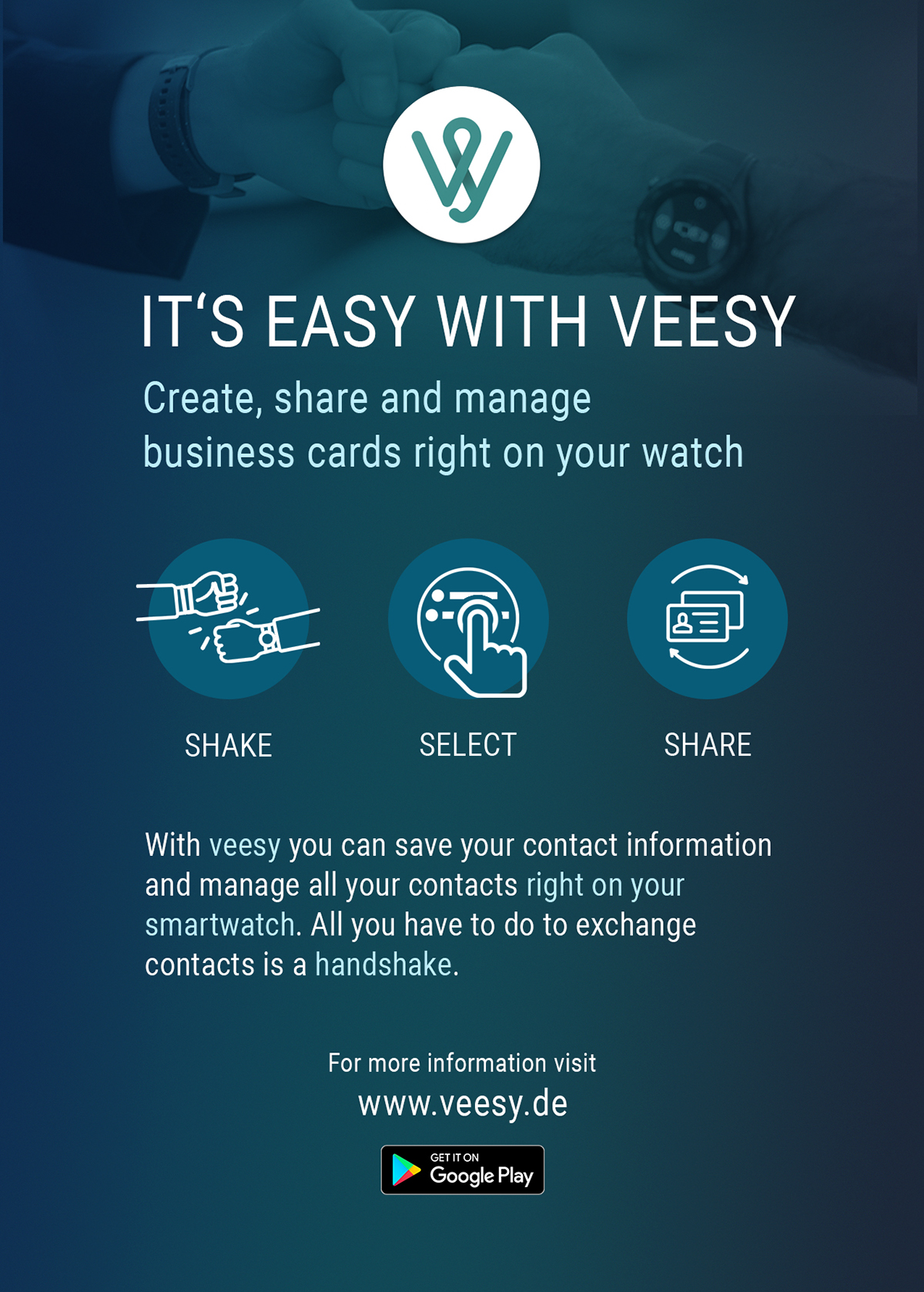 smartwatch app Business Cards UI ux handshake Contacts Fun Android Wear
