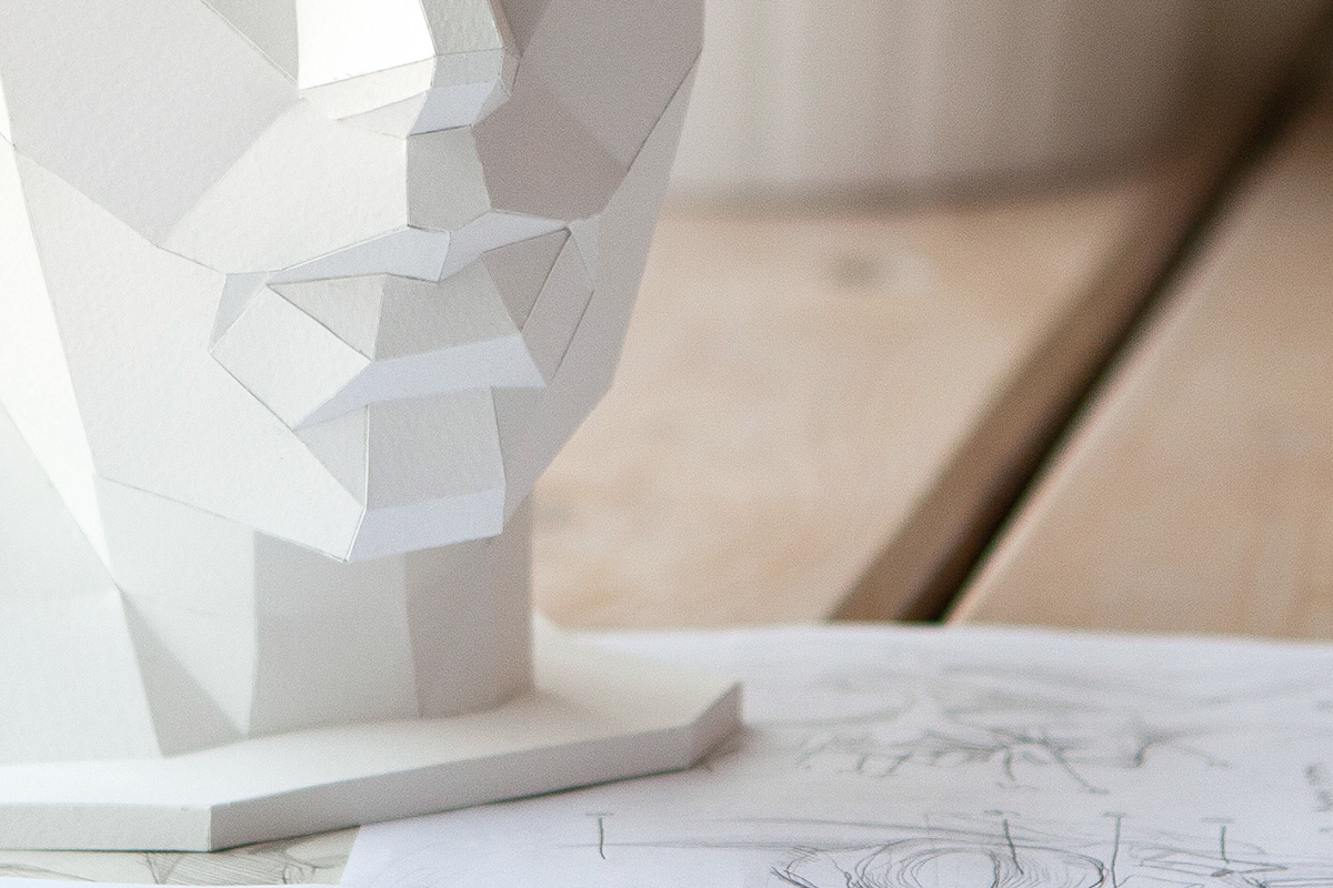 gypsum head paper head academic Drawing  papercraft DIY decor sculpture