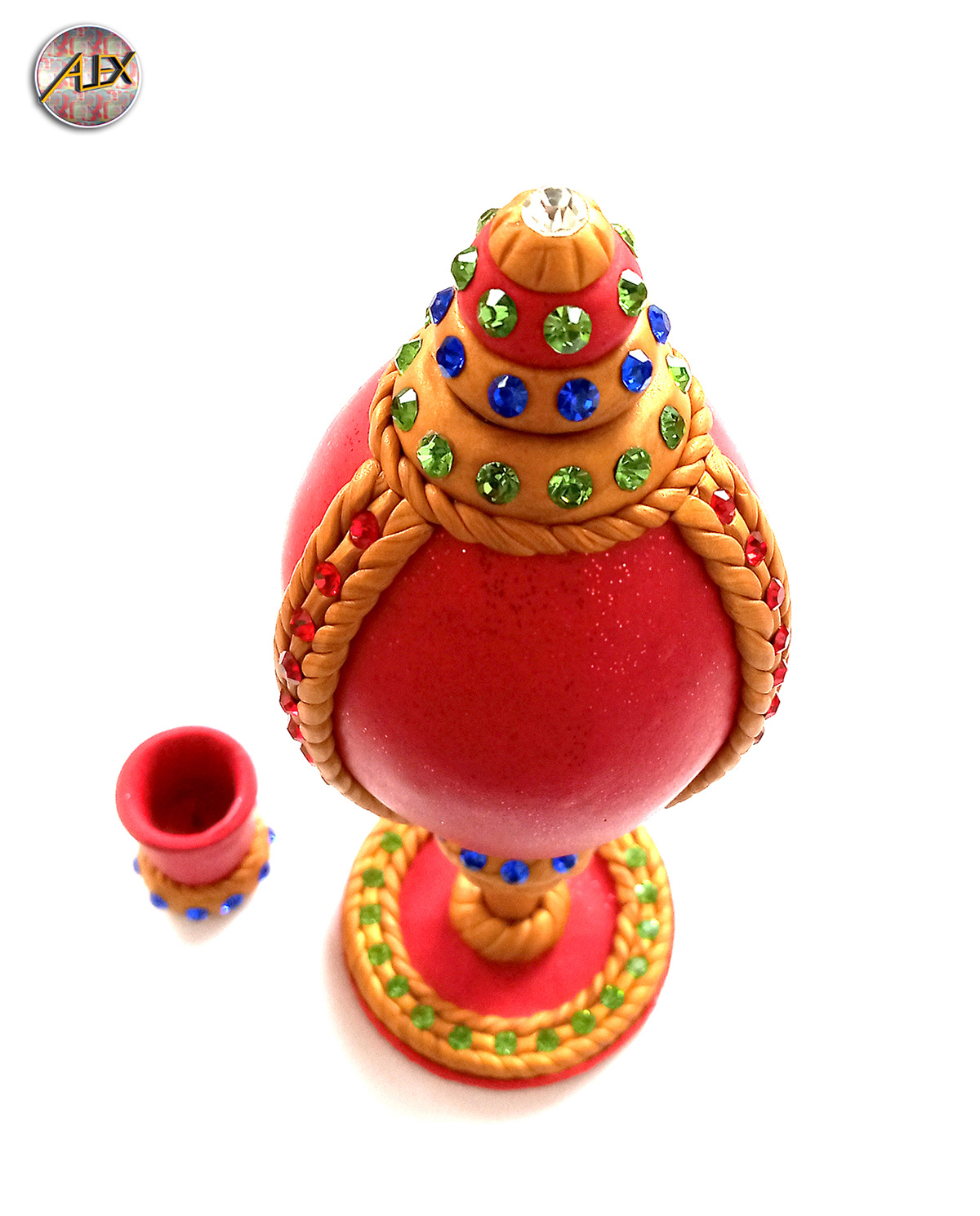 candle holder design Easter egg Faberge handmade magnet polymer clay spring Style
