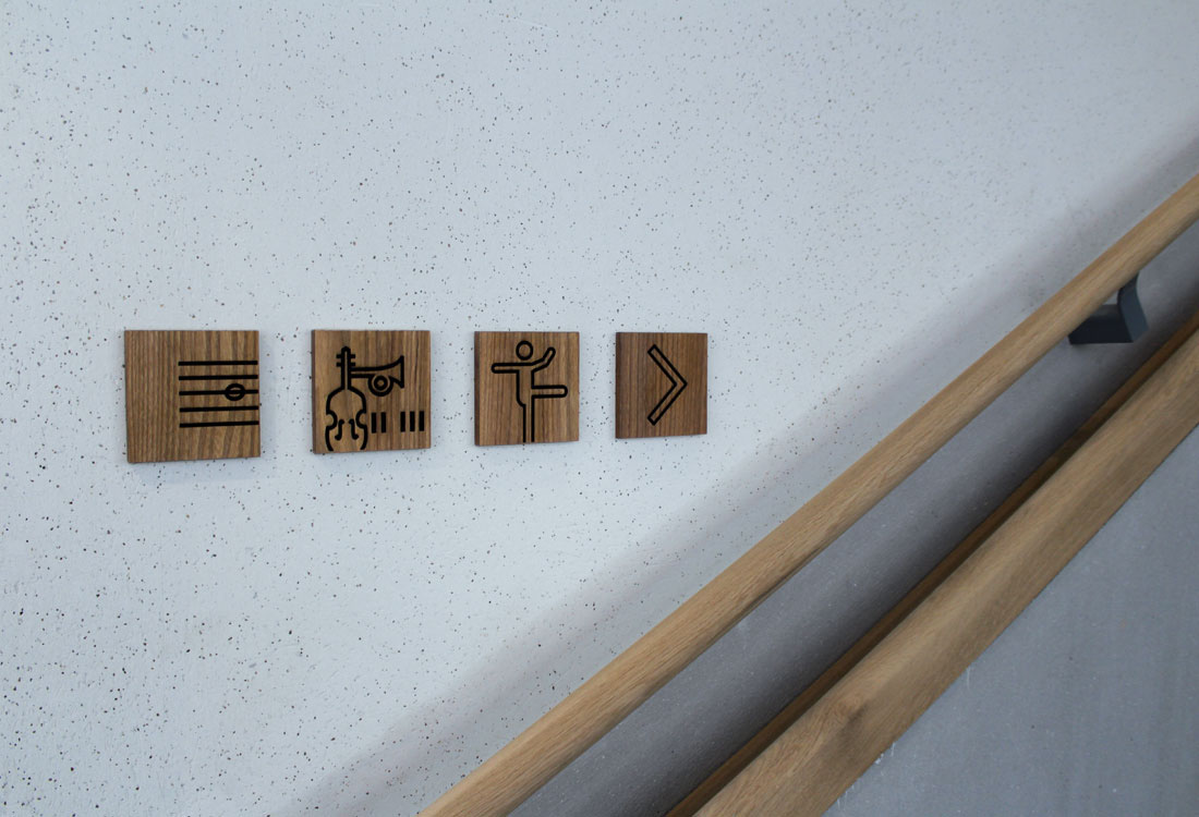 wood DANCE   wayfinding Signage signalétique pictogram