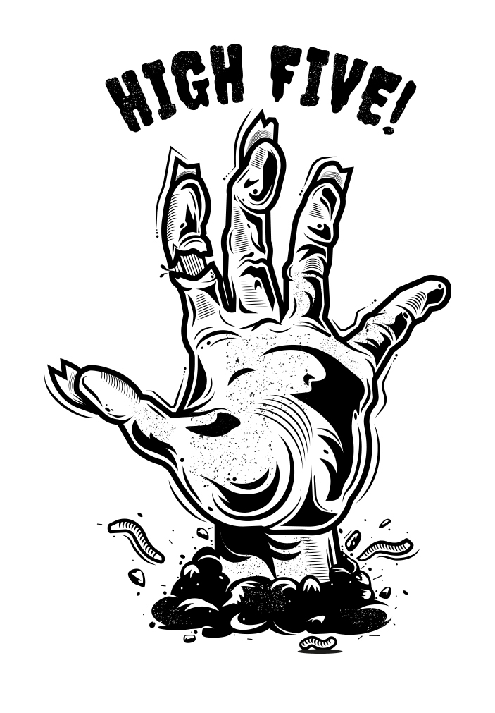 zombie hand number details vector black monochrome dirty horror worms letters
