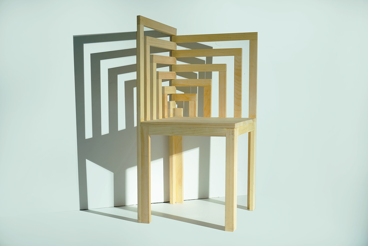 chair furniture spatial shadow wood PINE WOOD corner