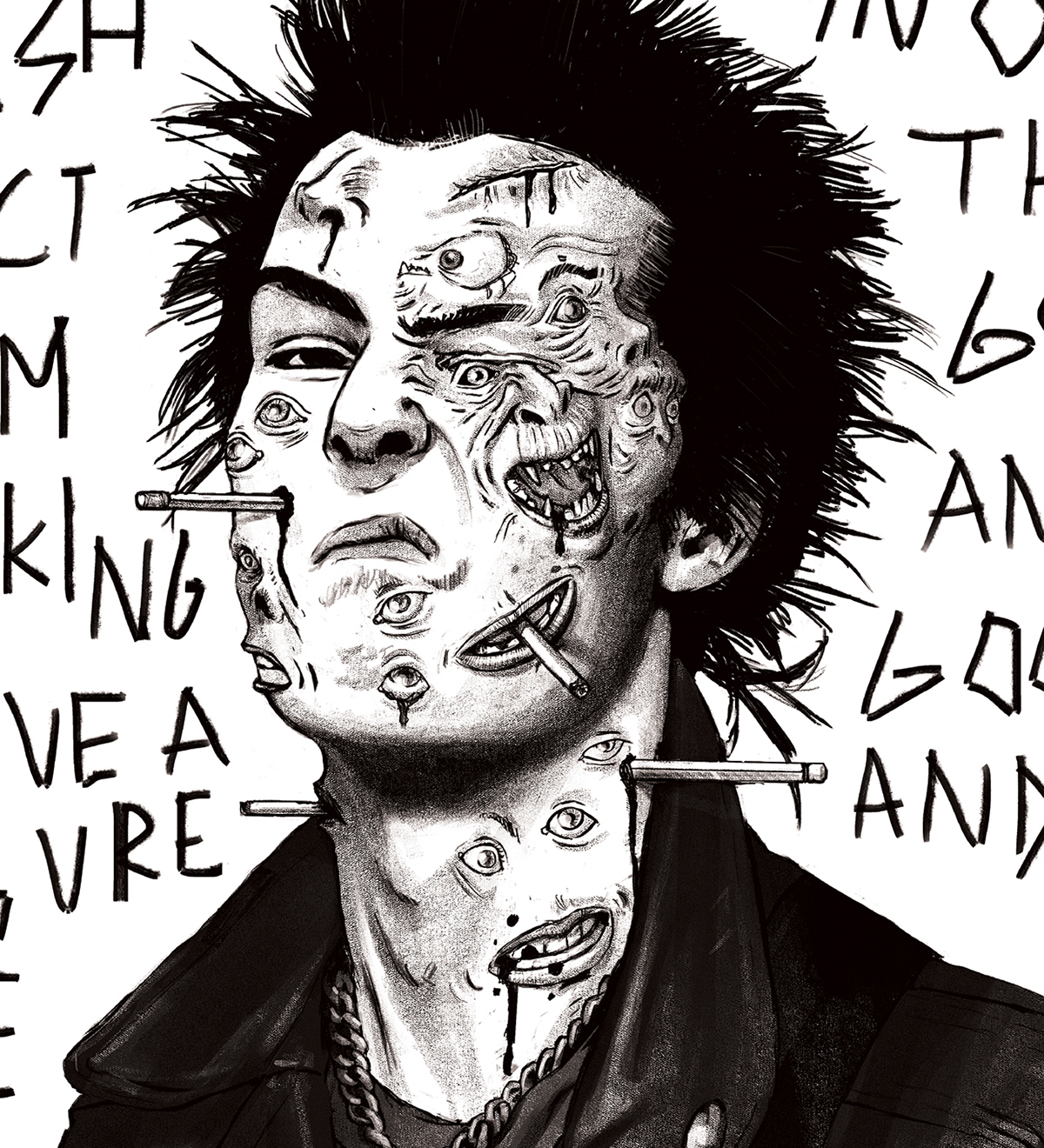 SexPistols SID Vicious punk rock art balack White artwork oposter DIY