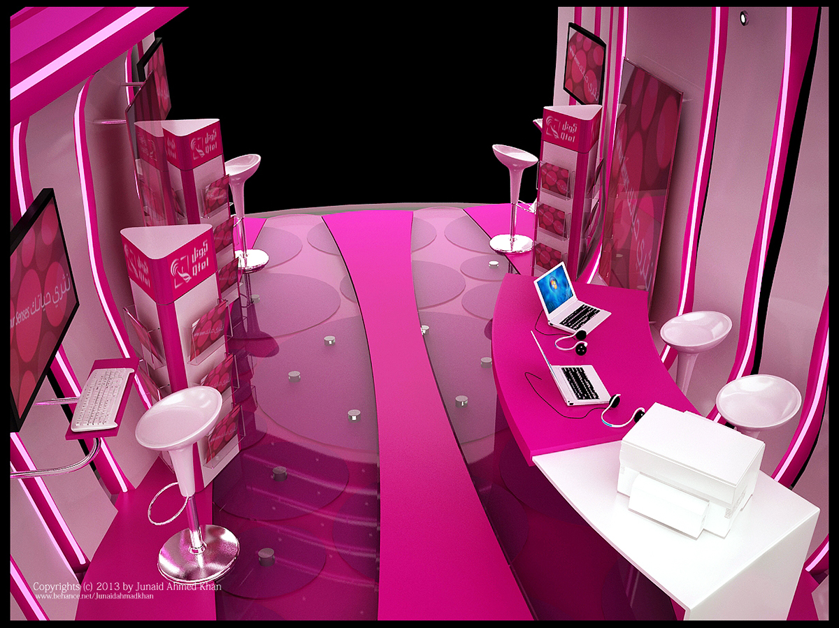 Qatar Telecom creative stall  Stand pink stall telecommunication stand