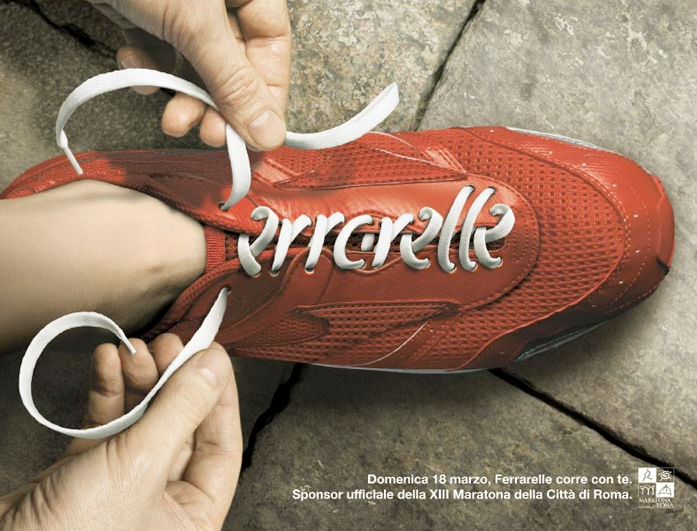 Ferrarelle water shoes running Marathon Logotype
