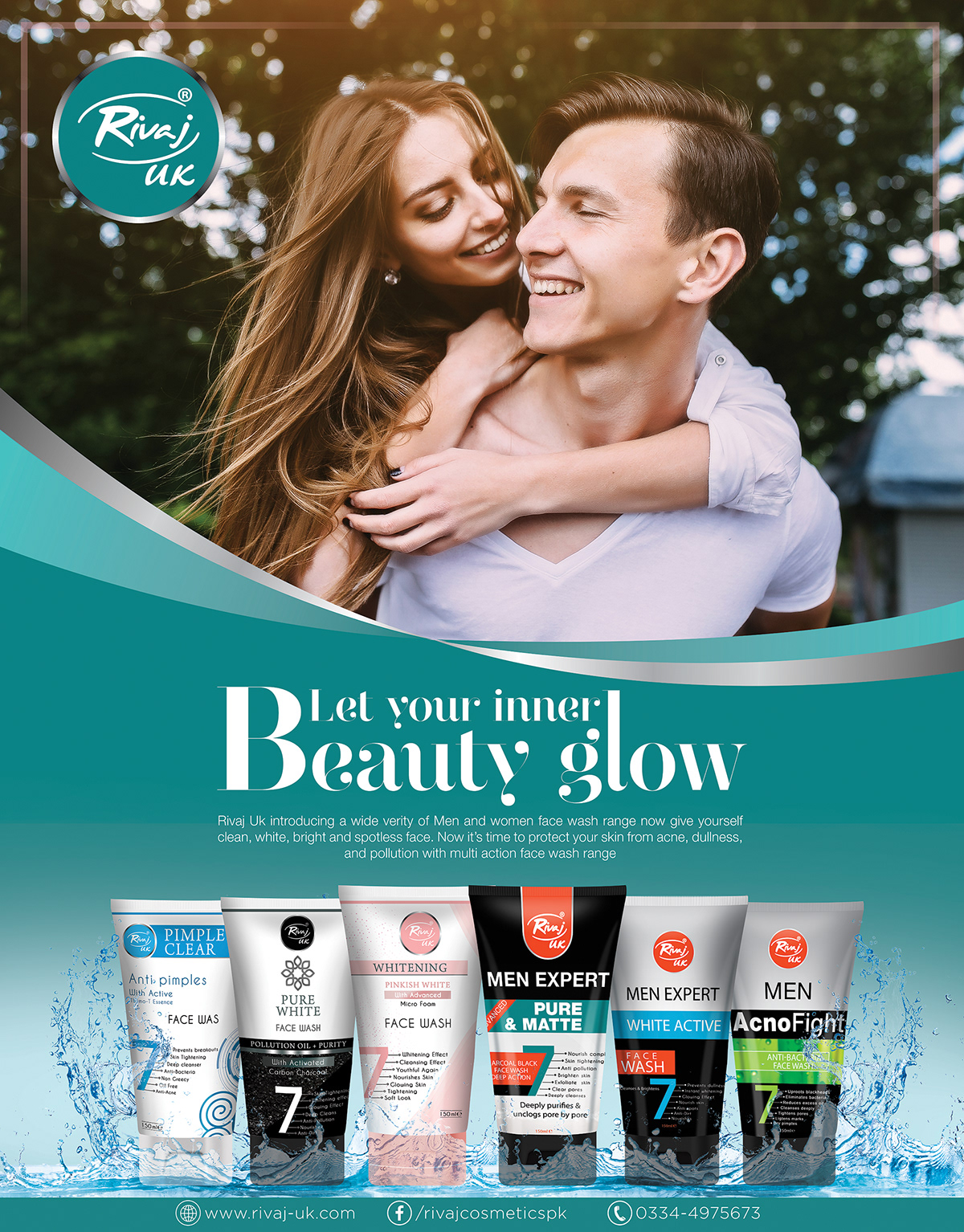 Rivaj UK poster Beauty poster face wash Glycerin oil beauty cream sunblock dazzling shimmer