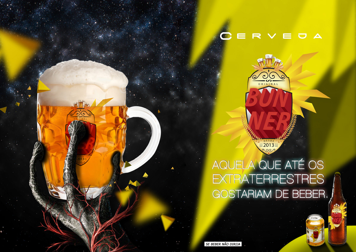 Cerveja bunner bebida anúncio revista photoshop brainding