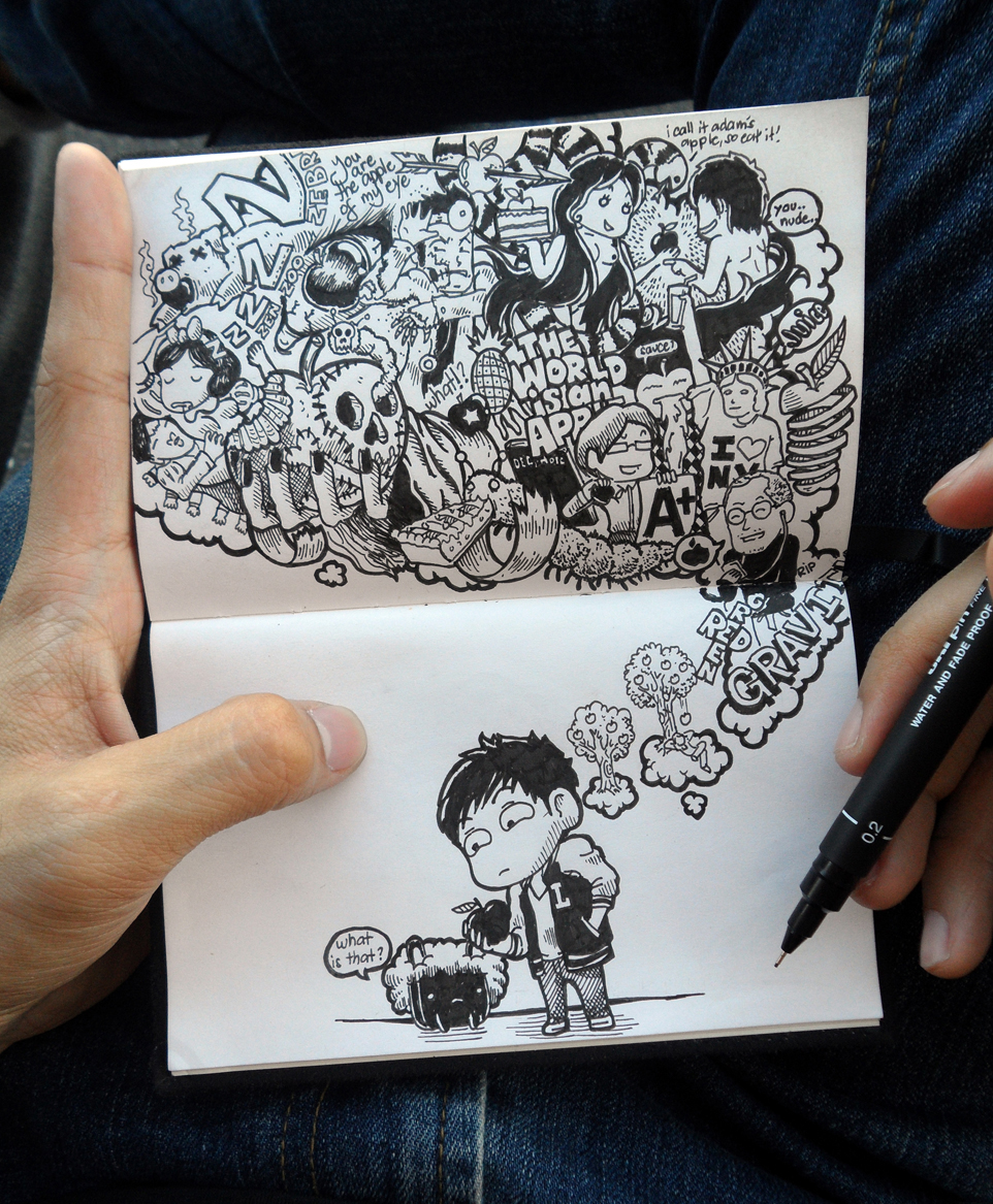 Moleskin lei melendres iamleight leight doodle doodles black and white monsters creatures