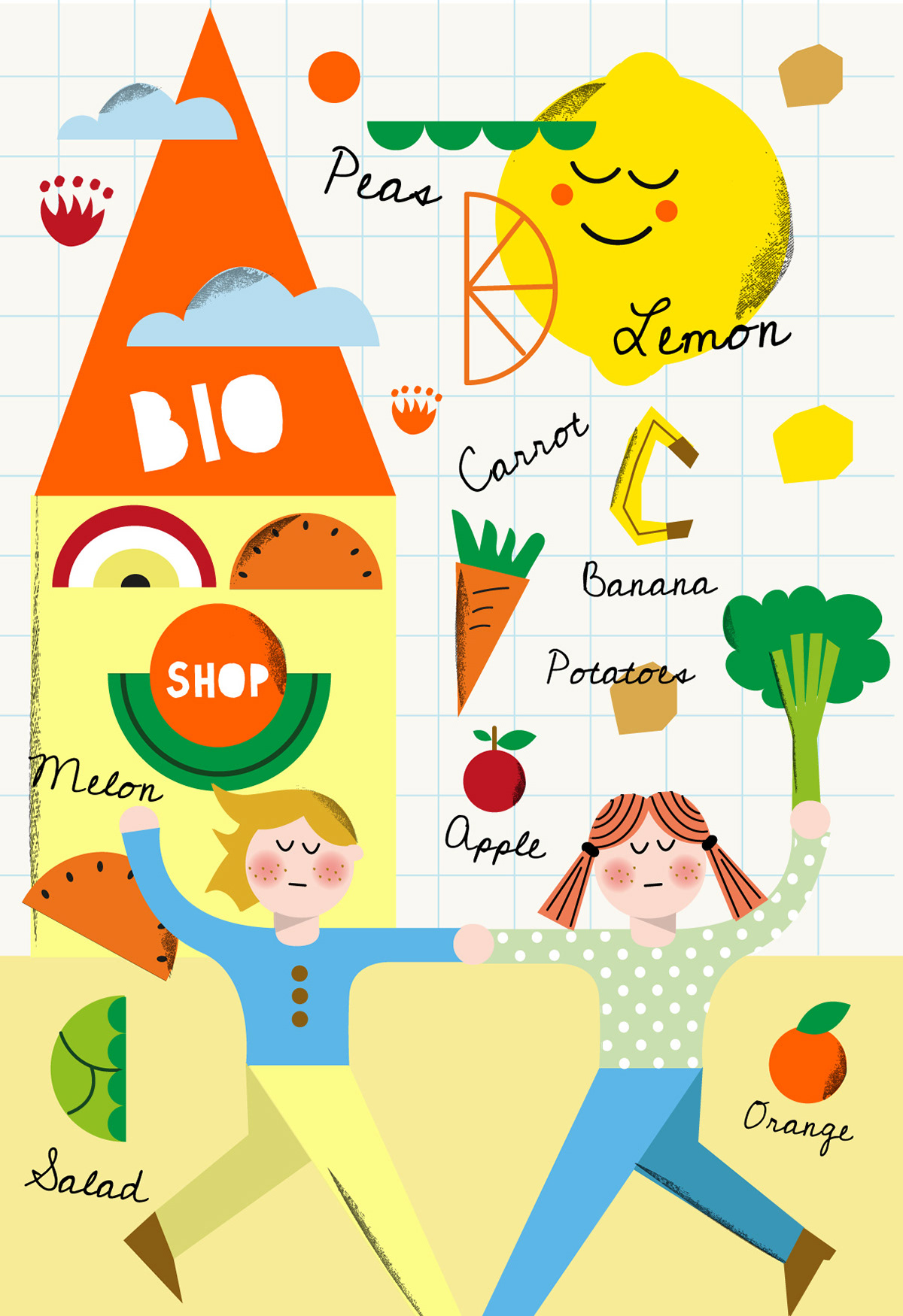 vegetable fruits ILLUSTRATION  poster kids logo font firenze pattern handmade